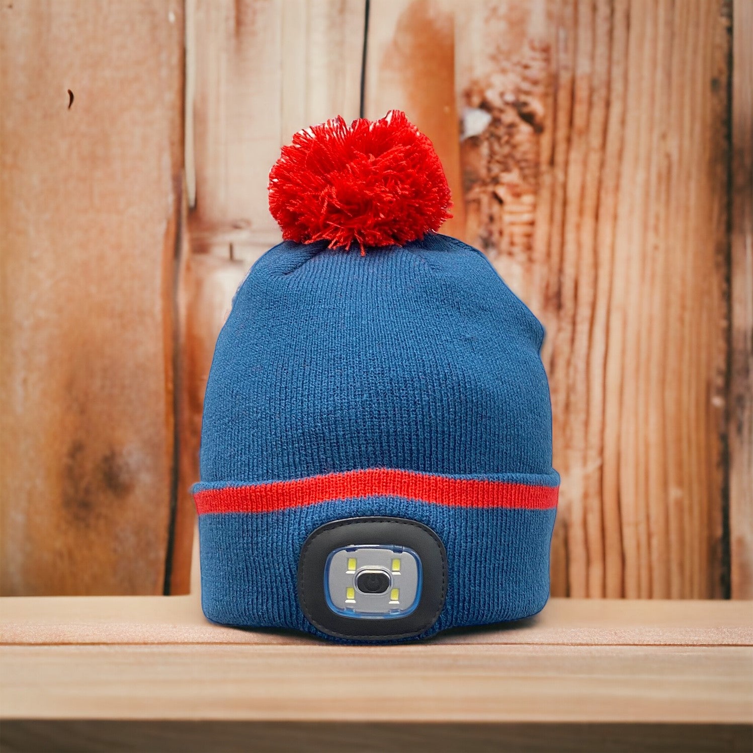 Bobble Hat With LED Light Navy/Red