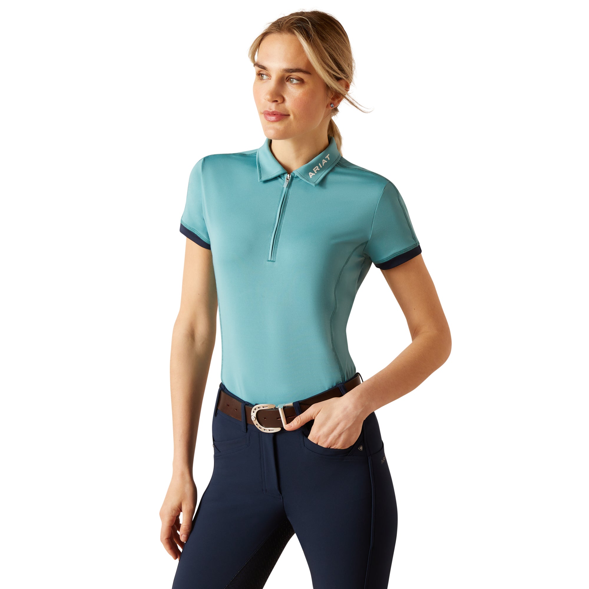 Ariat Wms Bandera 1/4 Zip SS Polo Brittany Blue