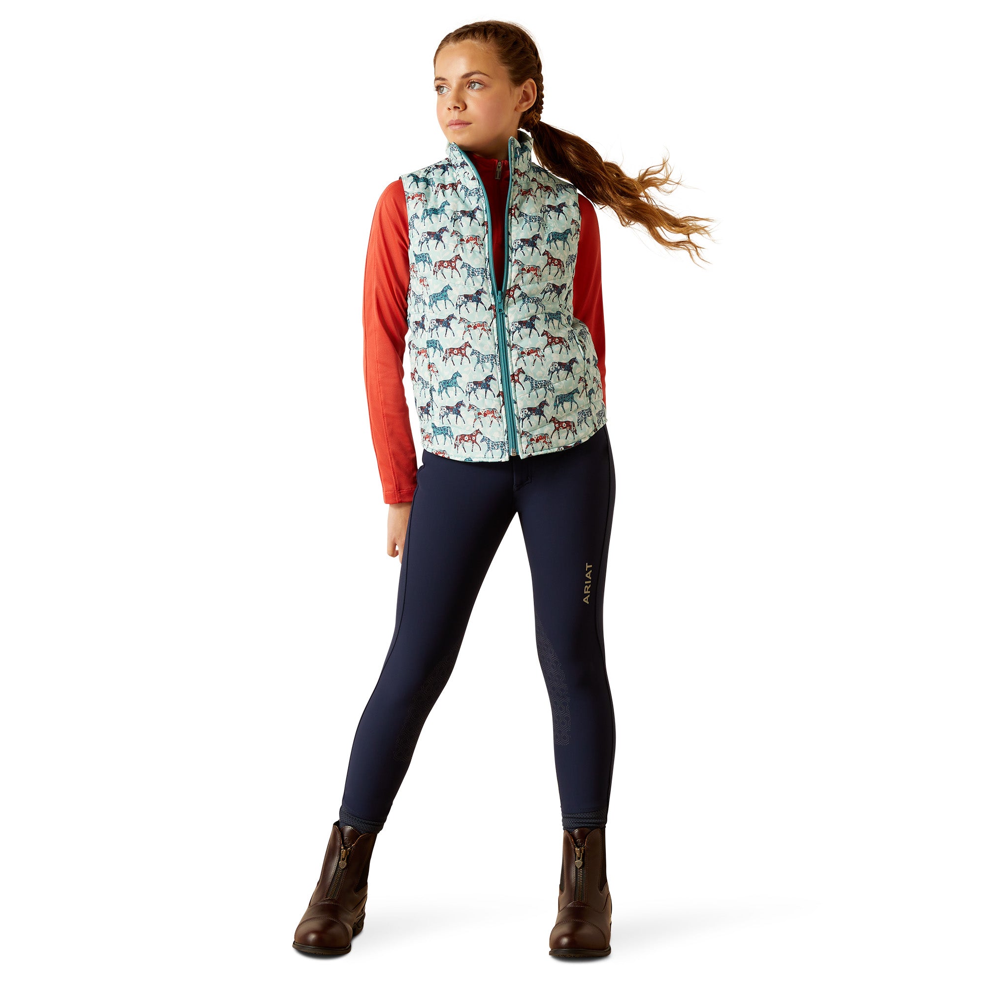 Ariat Yth Bella Ins Reversible Gilet Pns/Brittany Blue