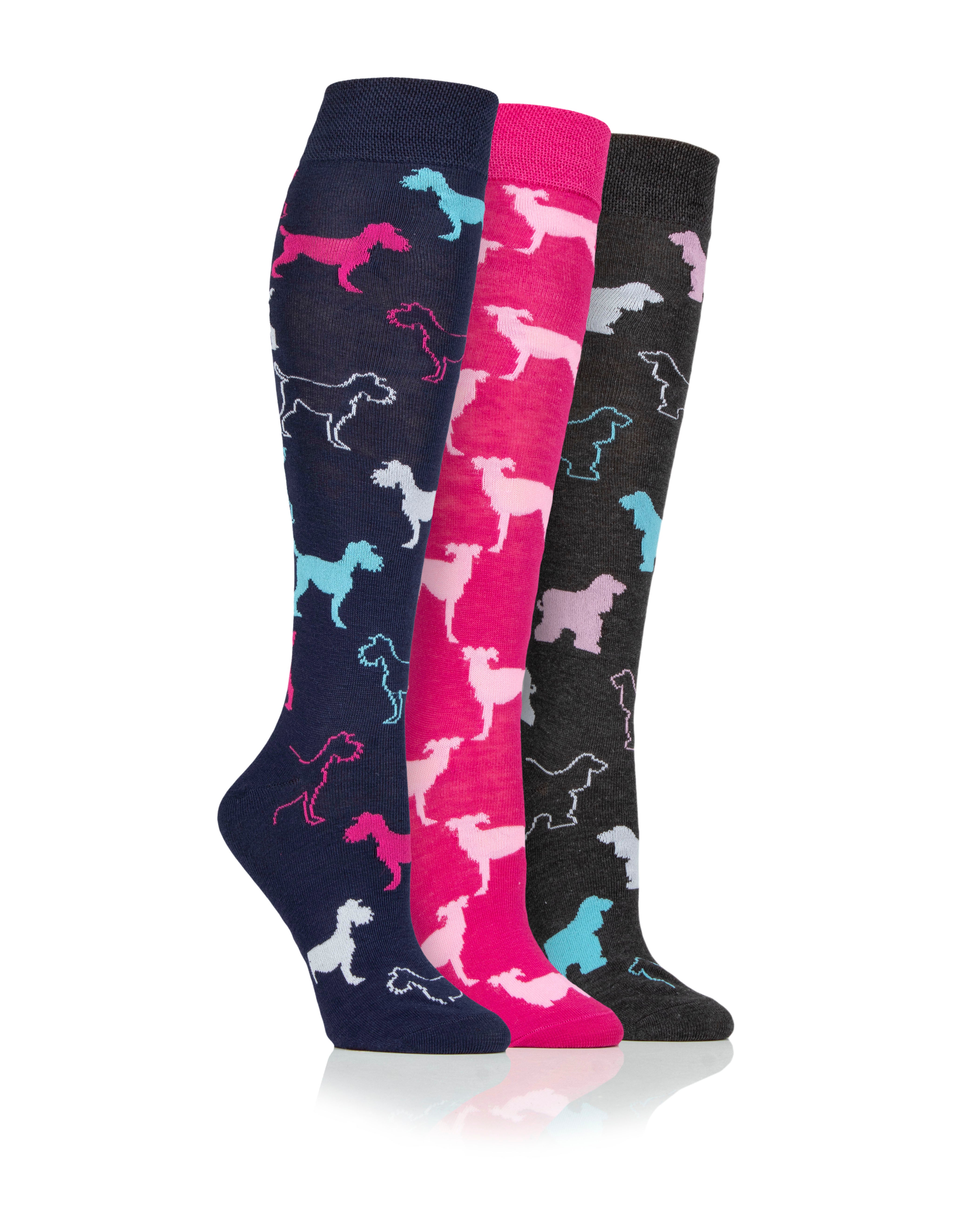 Dare To Wear Ladies Long Socks 3 Pack  - Dogs