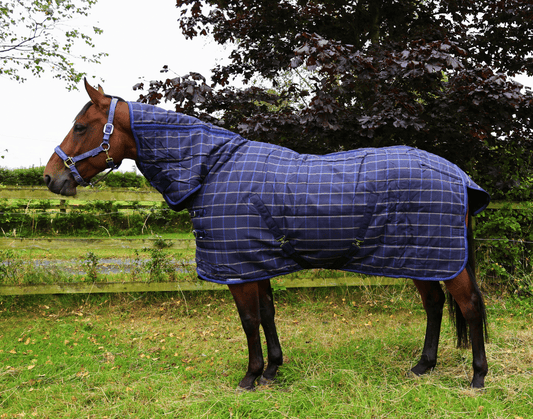 Turfmasters Comfort Quilt (Full Neck) Stable Rug - Navy/Check