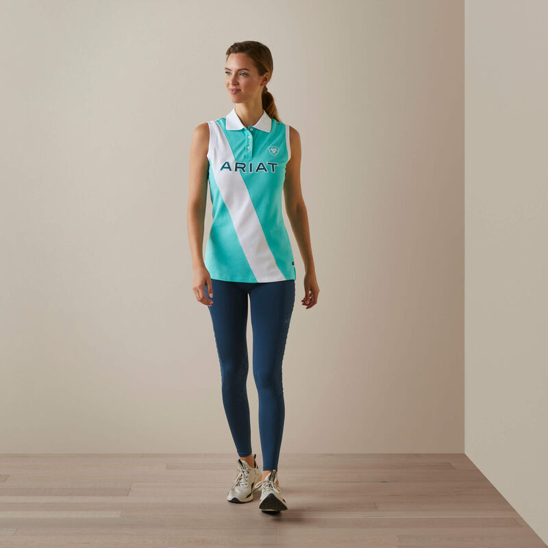 Ariat Wms Taryn Sleeveless Polo Shirt - Pool Blue