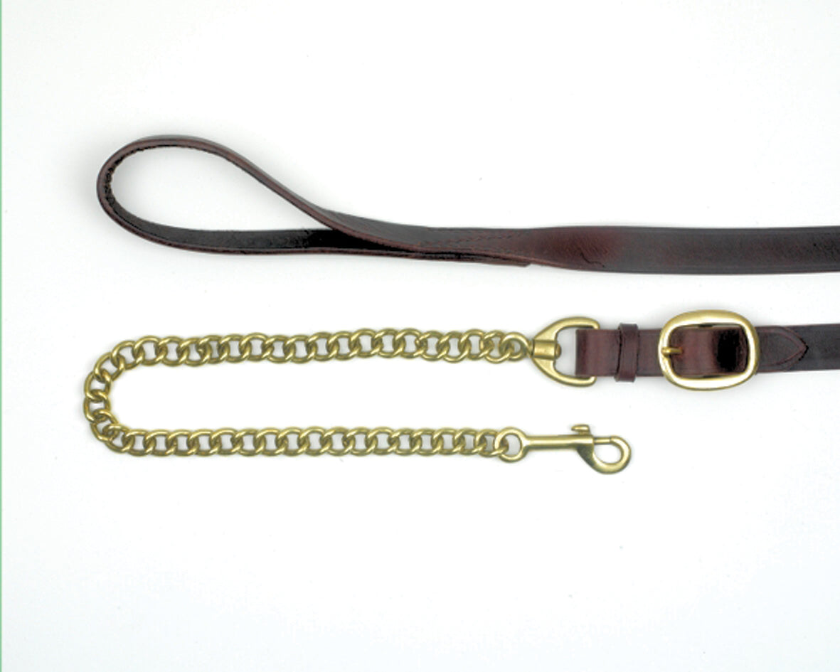 Mackeys Classic Leather Lead with Chain Black