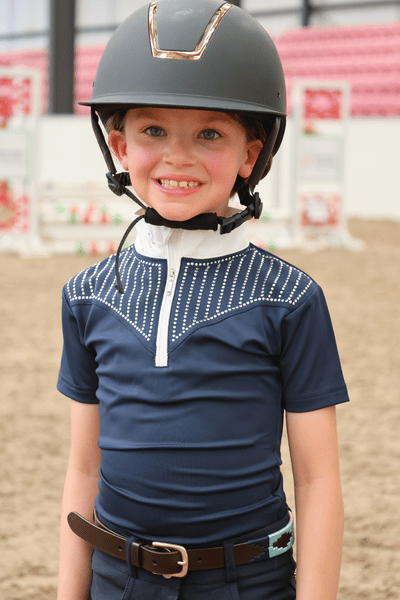 Tesoro Girls Studded Show Shirt Navy