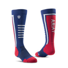 Ariat Yth Ariattek Slimline Socks Navy/Red