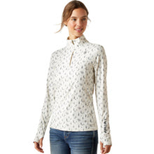 Ariat Wms Lowell 3.0 1/4 Zip LS Baselayer Forest Horses