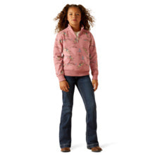 Ariat Girls Bronc Scene 1/4 Zip Sweatshirt Bronc Toile