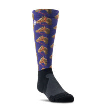 Ariat Yth Ariattek Slim Print Socks Navy Horses