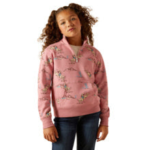 Ariat Girls Bronc Scene 1/4 Zip Sweatshirt Bronc Toile