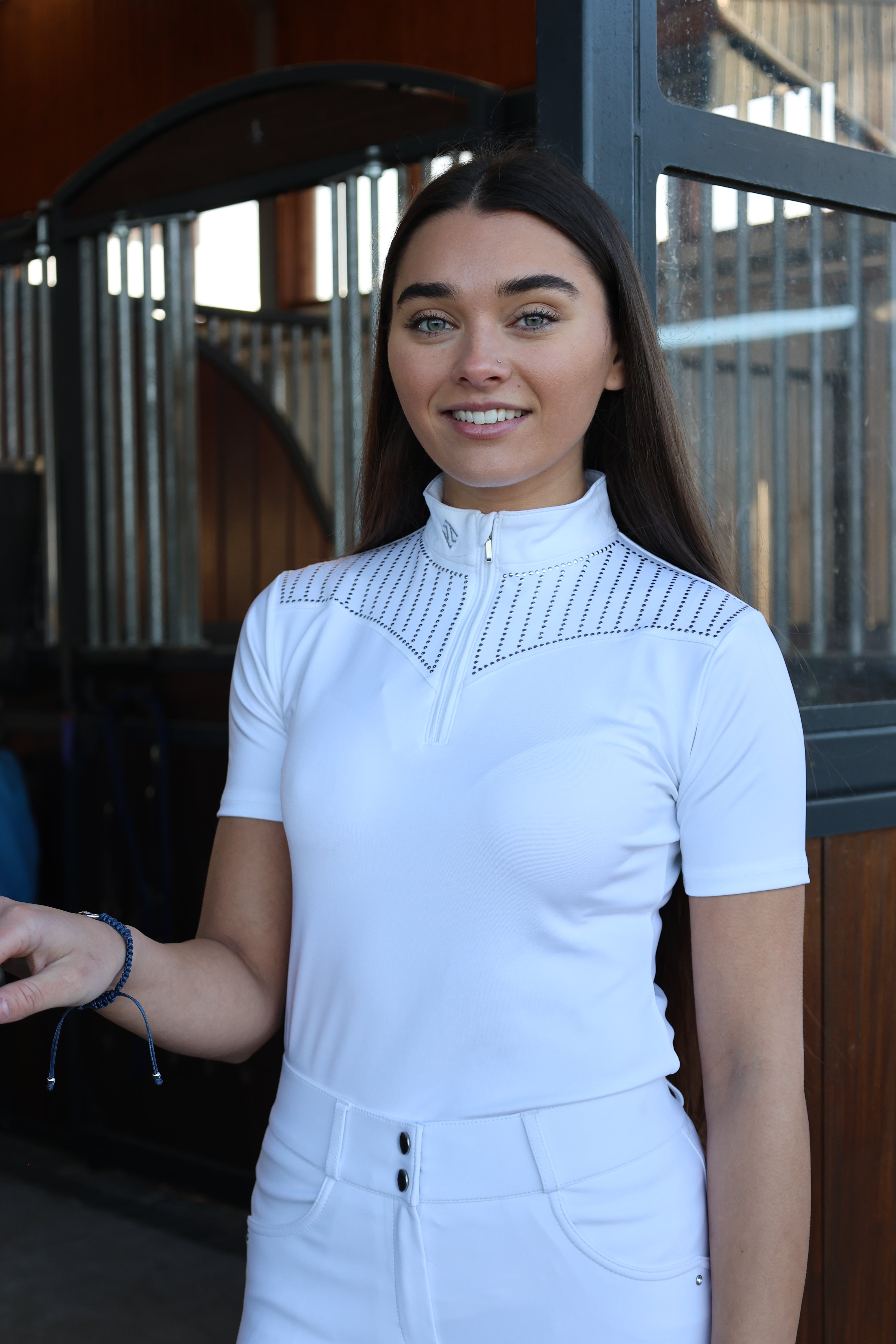 Tesoro Ladies Studded Show Shirt White