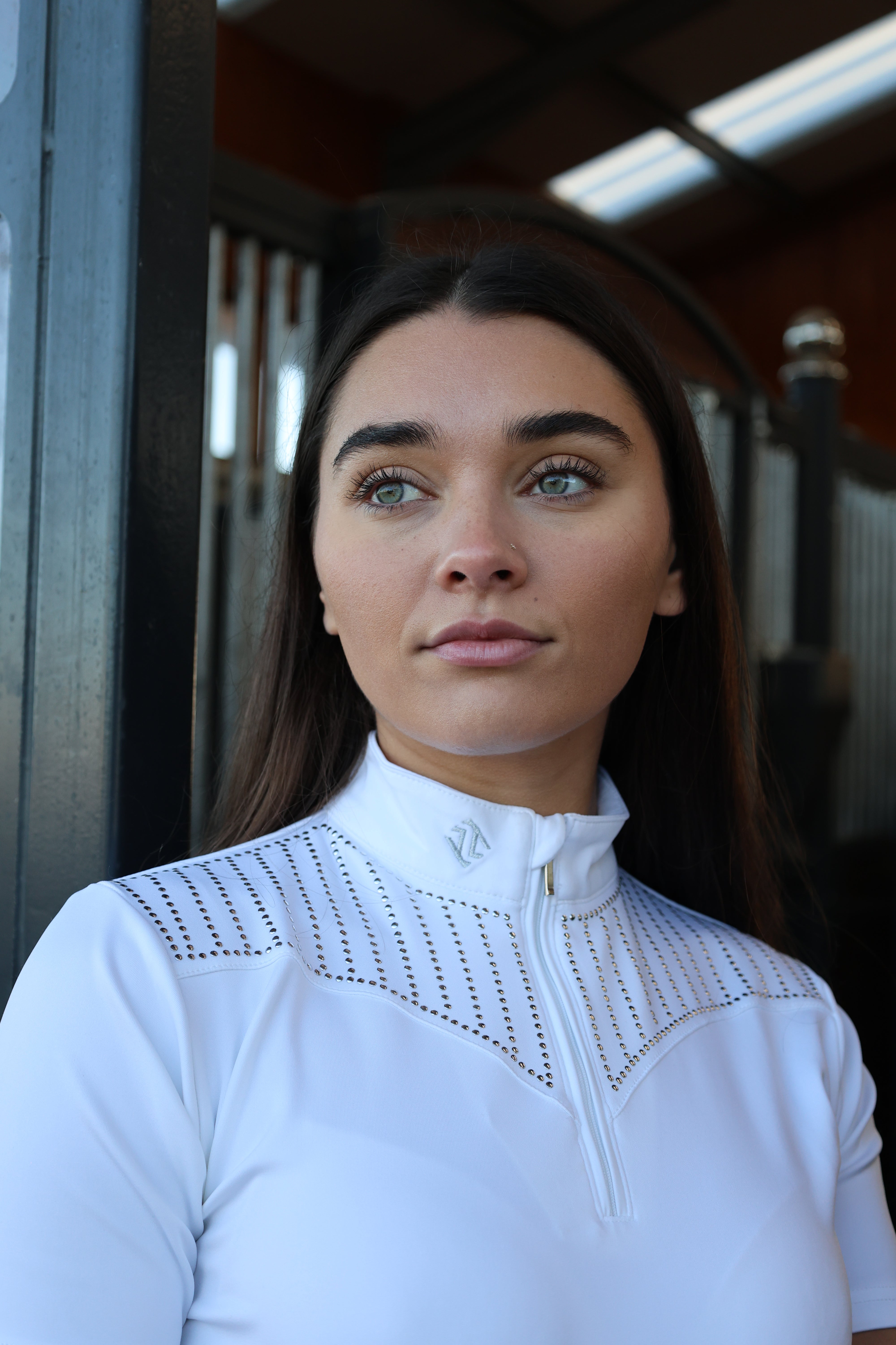 Tesoro Ladies Studded Show Shirt White