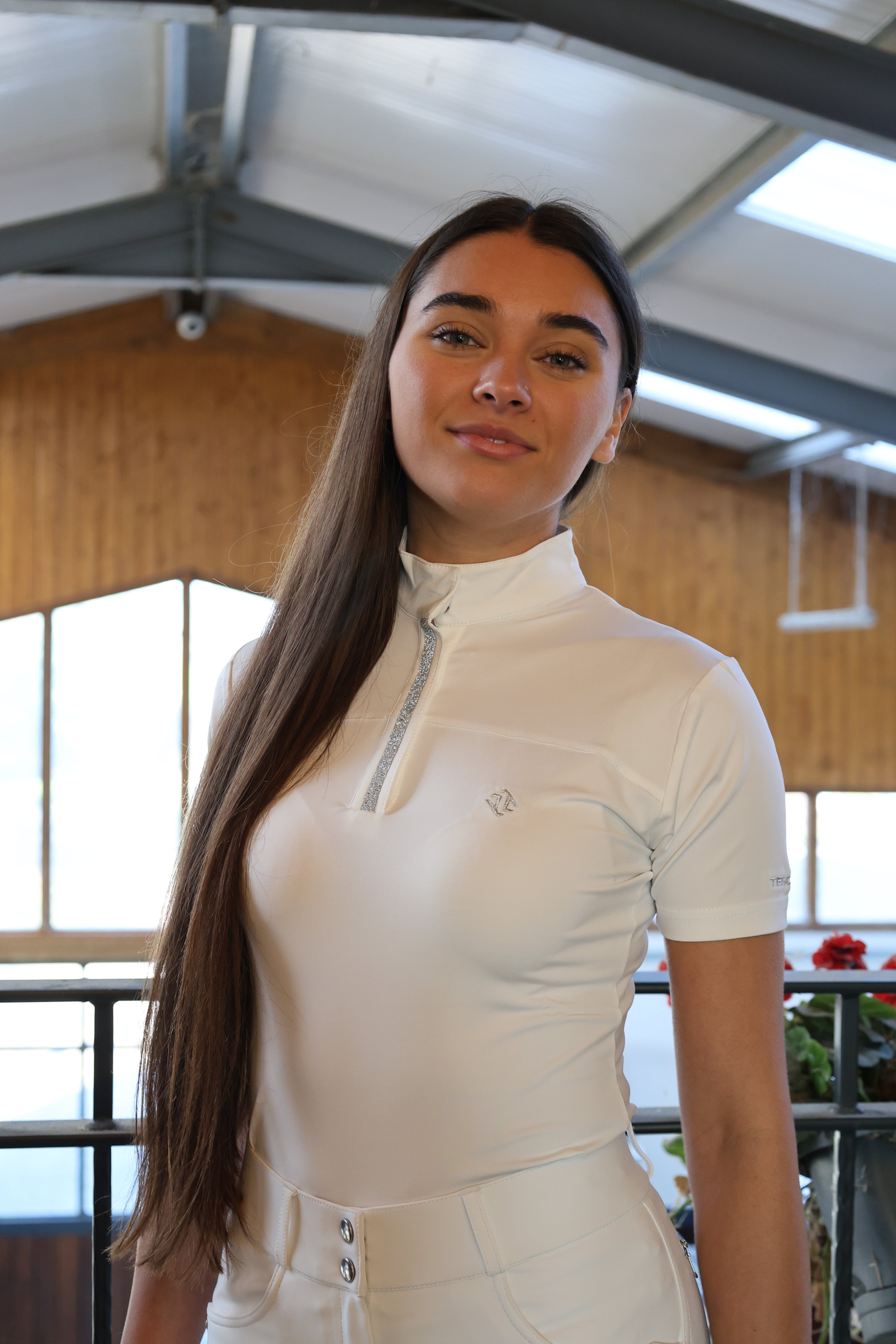 Tesoro Ladies Crystal Show Shirt - White