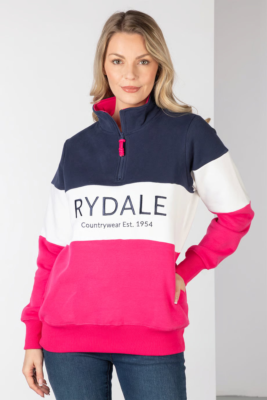 Rydale Ladies Byland Sweatshirts Navy/White/Bonbon