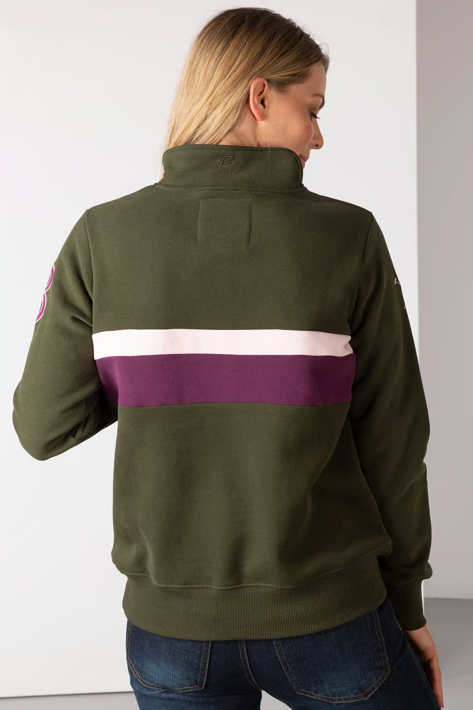 Rydale Ladies Stripe Sweatshirt Bramham Olive