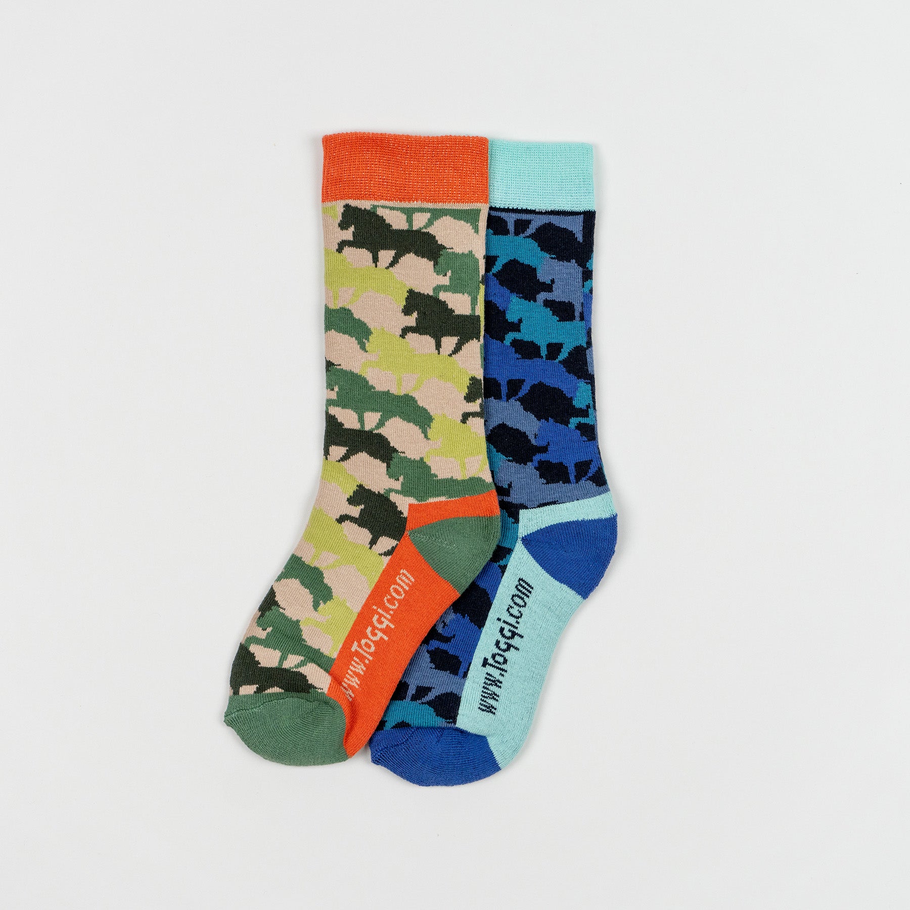 Toggi Child Horse Pattern 2pk Socks Green/Blue 10-3