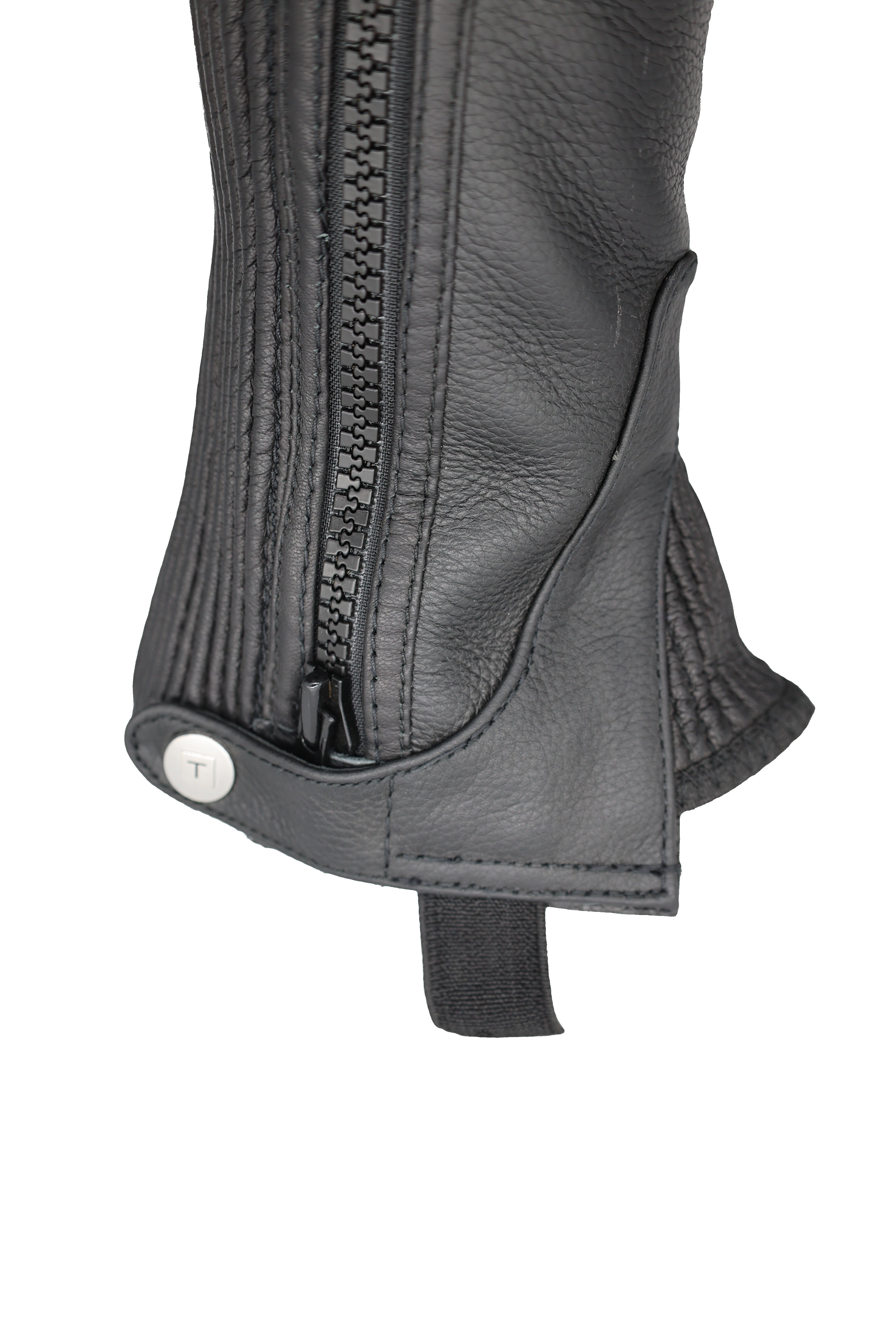 Turfmasters Full Grain Leather Half Chaps - Black