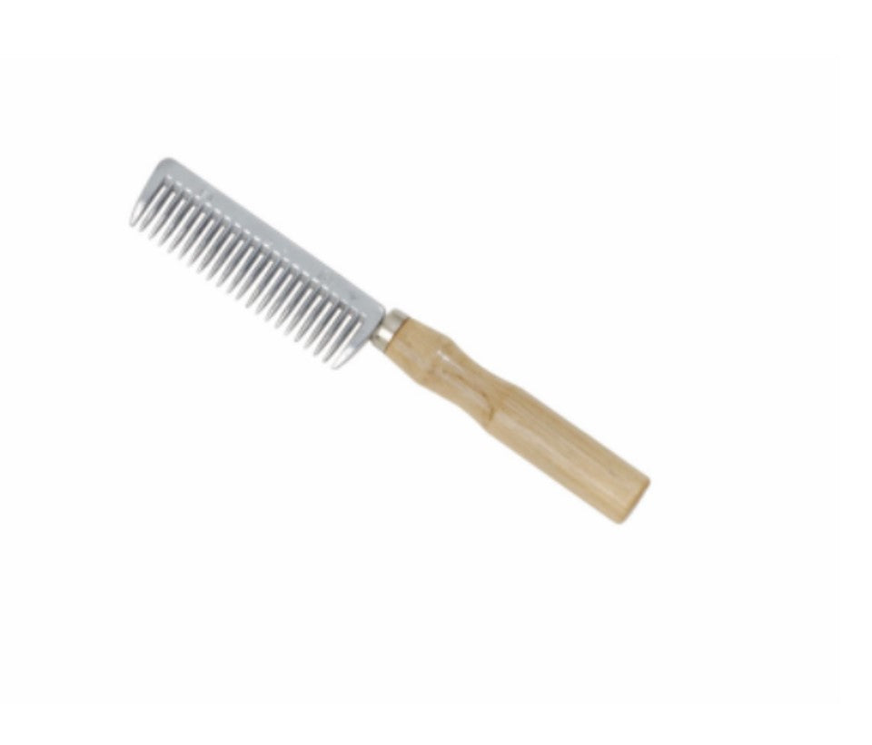 EZI-Groom Aluminium Mane Comb wooden handle
