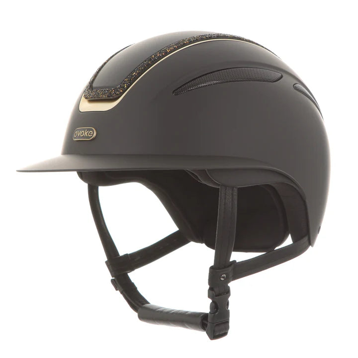 Evoke Callisto Wide Peak Black/Gold Crystal Frame