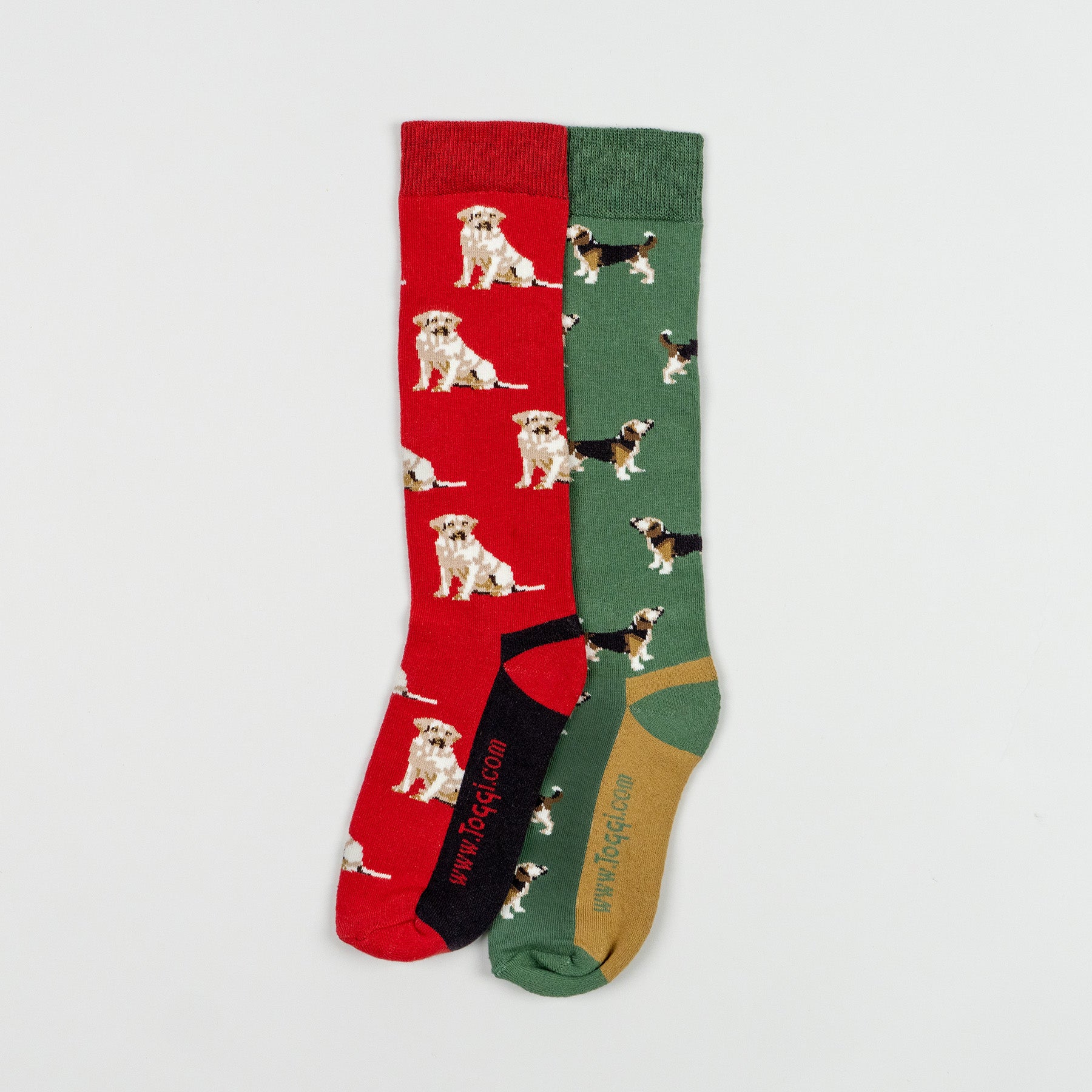 Toggi Mens Labrador And Beagle 2pk Socks Red/Green 7-11