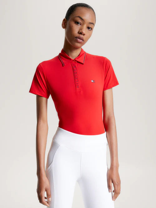 Wmn Harlem Short Sleeve Logo Polo Shirt Fierce Red