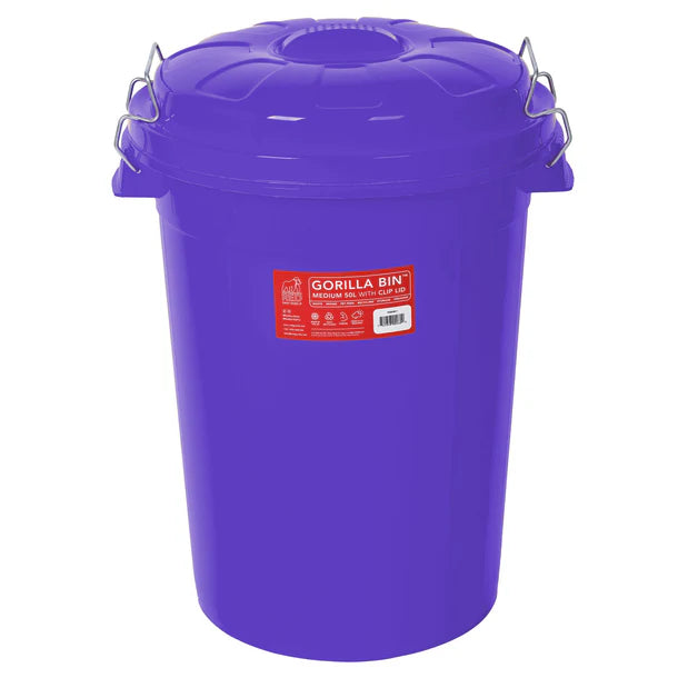 Gorilla Bin with Clip Lid Red 50L