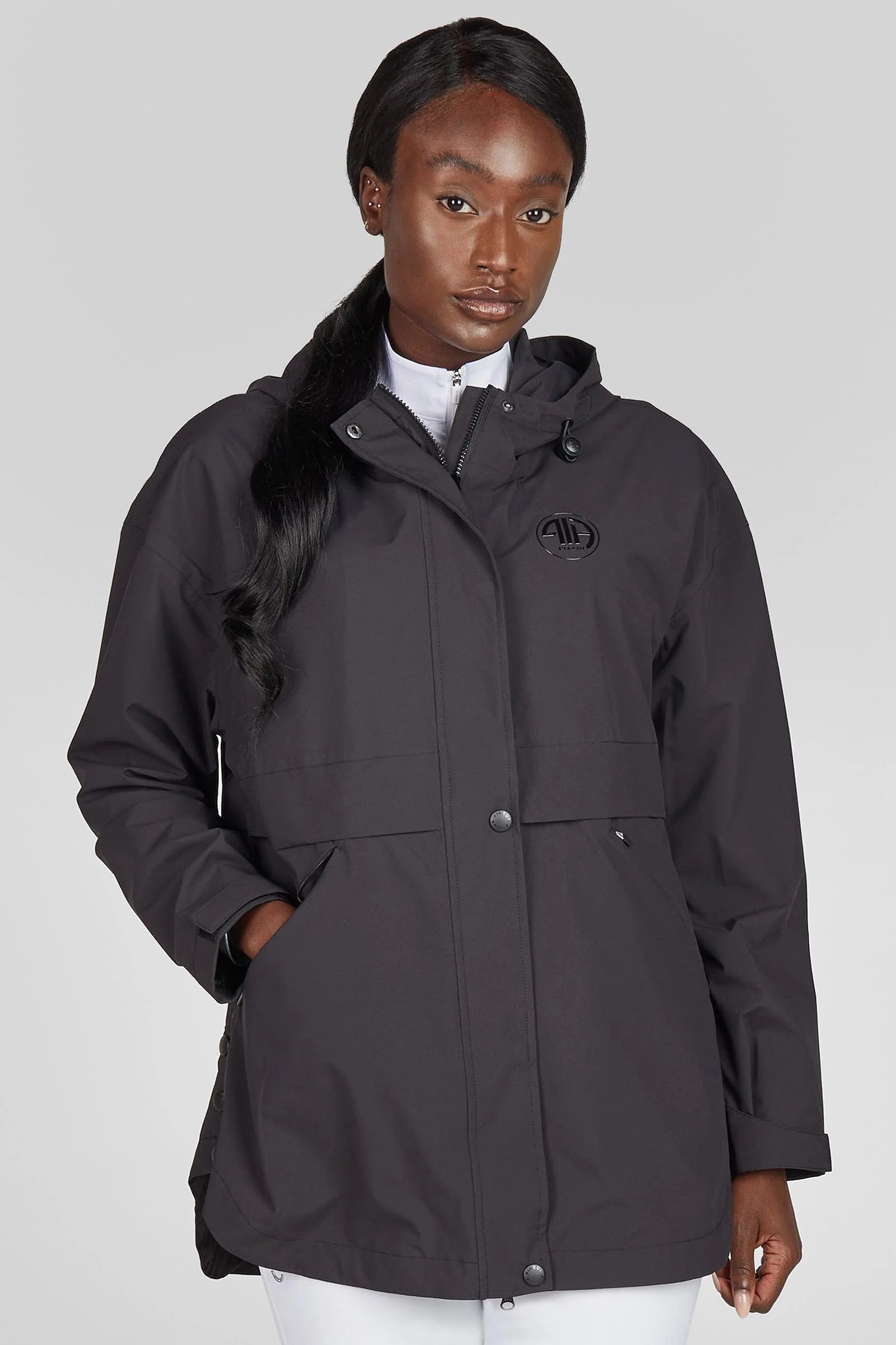 Pikeur Wmn Athleisure Rain Zip Poncho Black