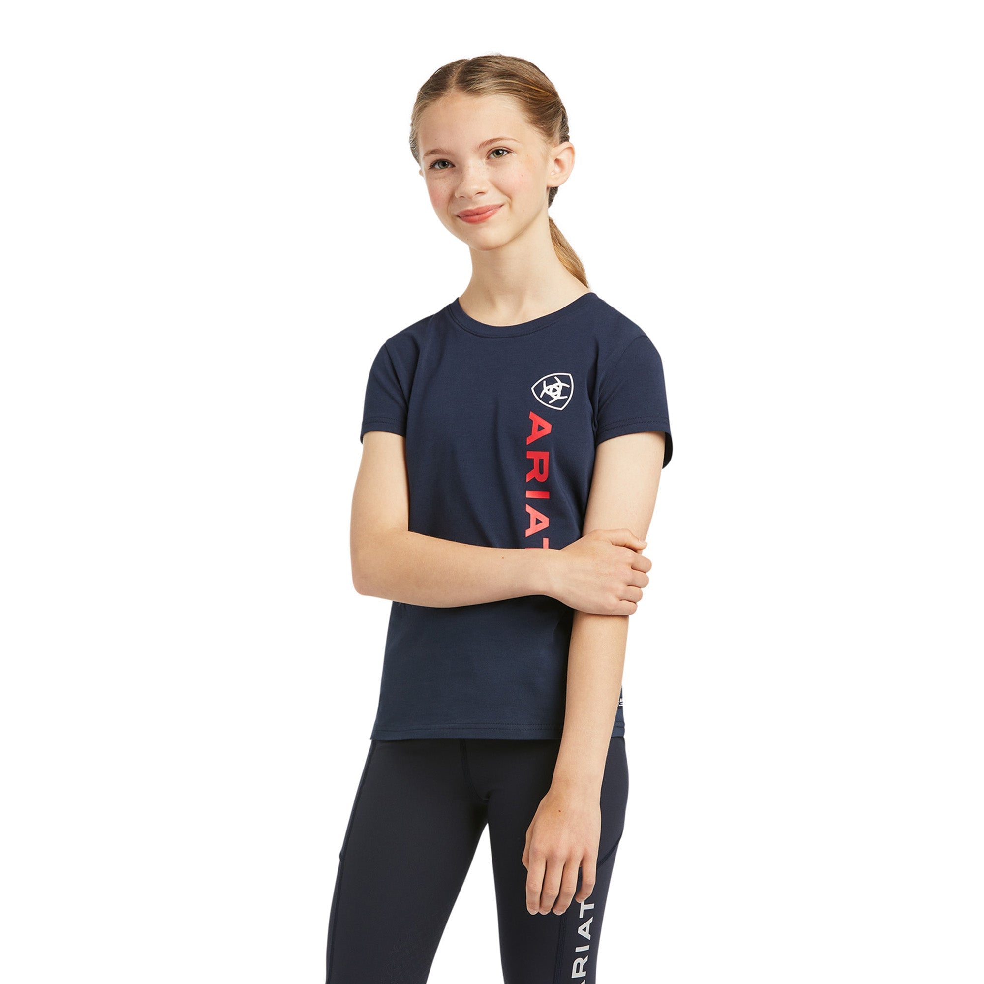 Youth Vertical Logo Short Sleeve T-Shirt Navy