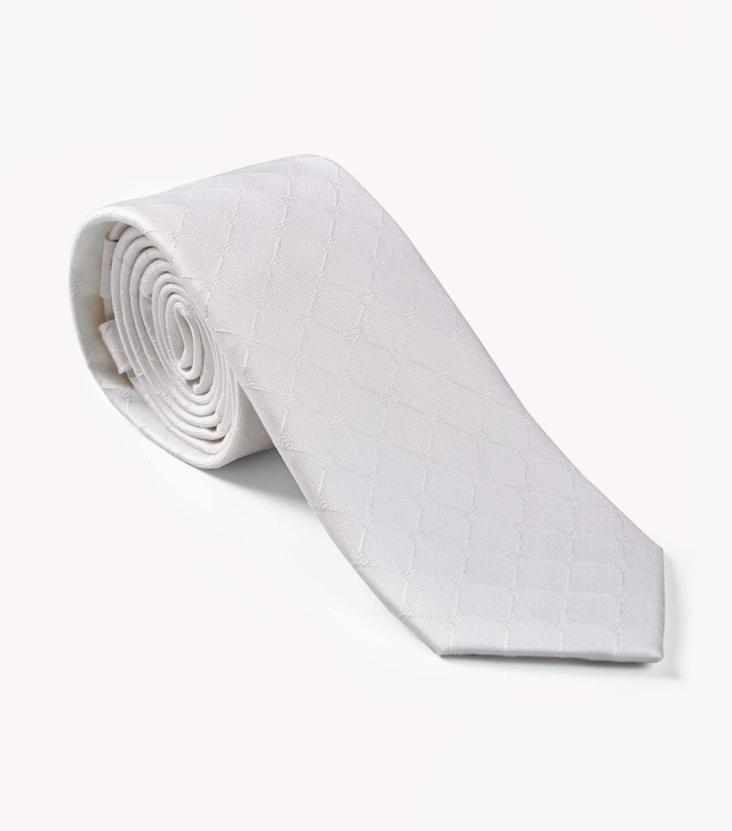 Men's 100% Silk Hand Made Tie - White