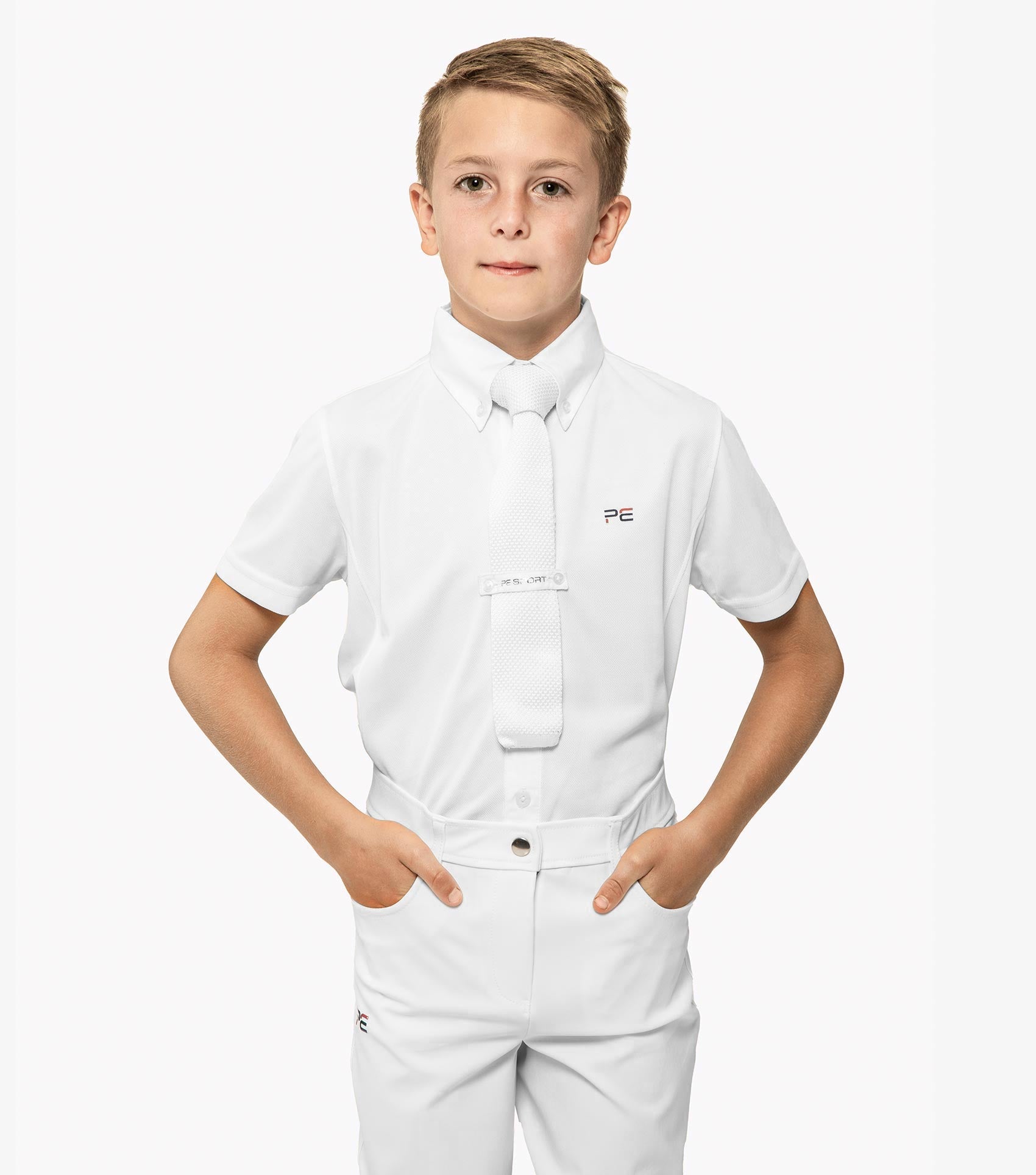 Mini Antonio Boy's Short Sleeve Tie Shirt - White